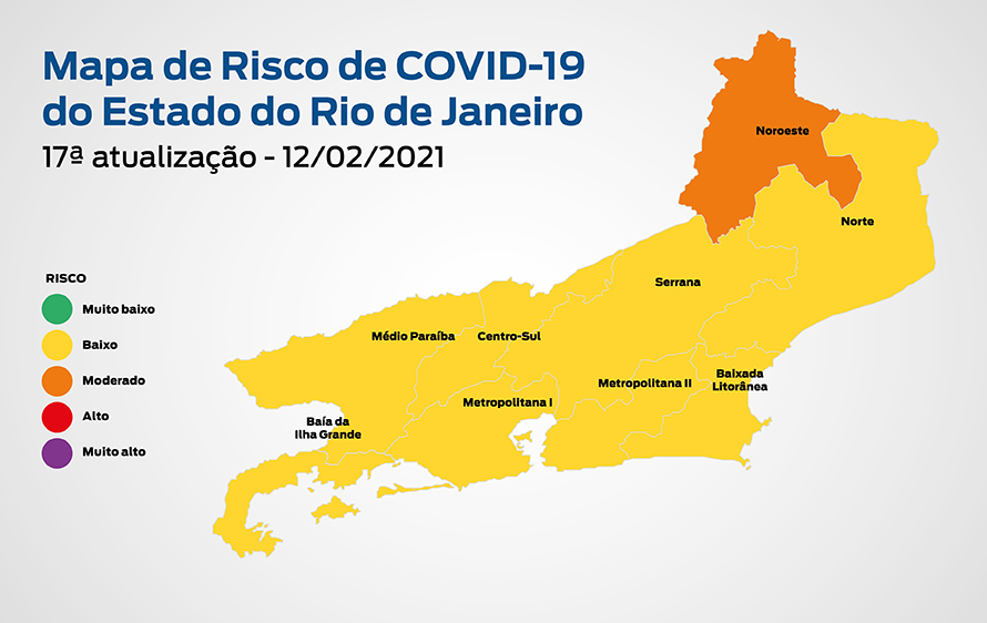 Mapa de risco da Covid-19: estado do Rio permanece em bandeira amarela