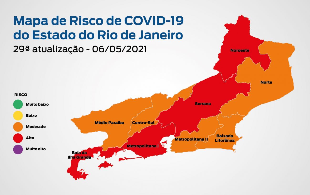 Mapa de Risco Covid-19: estado do Rio de Janeiro está em bandeira laranja